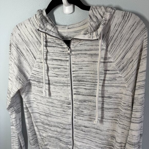 SO Womens Zip Up Knit Hoodie Large Light Heather Gray Lightweight Casual Pockets - Picture 3 of 11